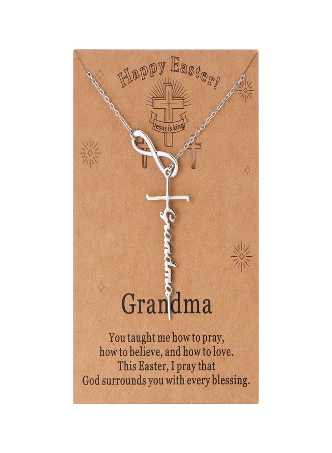 Lcherry Easter Gifts for Women - Grandma Infinity Cross Necklace Religious Christian Baptism Gifts Jewelry - Image 1